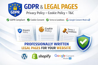 write gdpr compliance privacy cookie policy terms and conditions legal pages