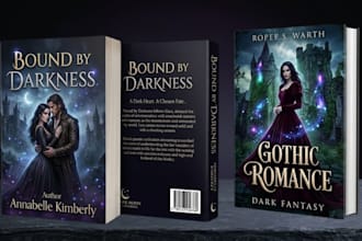 design gothic romance book cover for dark fantasy ebook and KDP