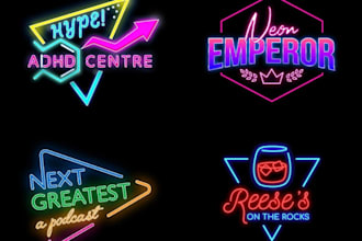 design stunning neon logo with glowing light effects