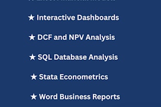 create a professional excel financial model and dashboard