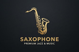 design a stylish and creative saxophone logo