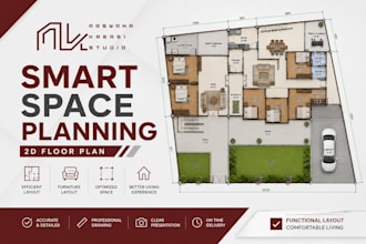 create professional 2d floor plan and furniture layout room