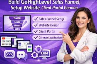 build gohighlevel sales funnel, setup website, client portal german
