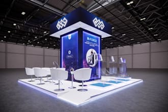 modern exhibition booth design with 3d visualization