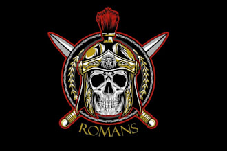 design high quality skull samurai logo with t shirt design
