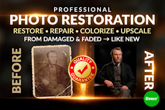 professionally restore, repair, colorize and upscale old damaged photos