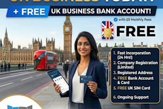 register UK company for non resident plus free bank account and phone number