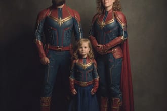 colorful art family portrait, friendship portrait