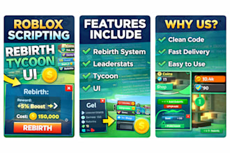 script roblox systems like rebirth tycoon leaderstats and UI