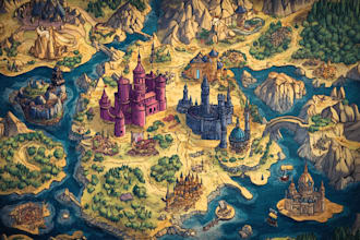 create a high quality high detail fantasy map for fiction