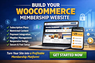 build woocommerce membership website, wordpress subscription membership website