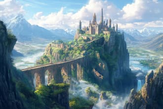 draw fantasy background and landscape
