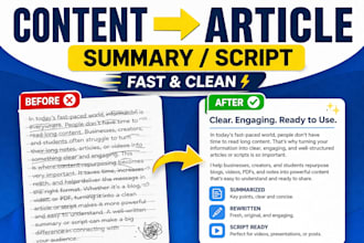 summarize, rewrite or convert your content into article
