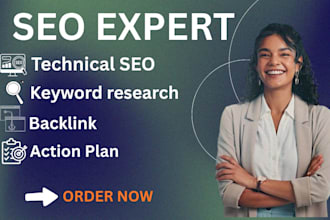 do technical SEO, backlink, keyword research and action plan