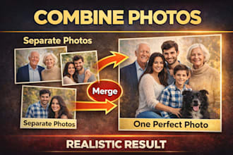 merge photos into one natural realistic picture