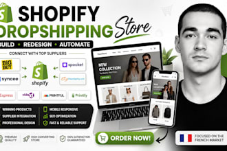 build and redesign shopify dropshipping store with bigbuy spocket syncee