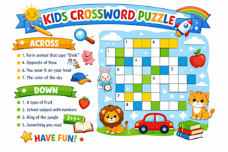 create kids crossword puzzles printable worksheets activity book