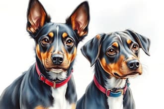 custom pet portrait, two pet portrait, watercolor portrait