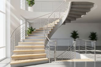 design 2d and 3d staircase, handrail and spiral stair with realistic render
