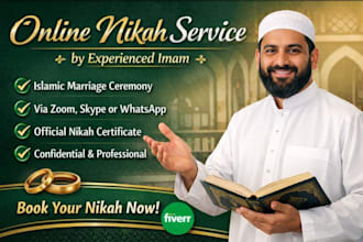 perform online nikah service with wali witnesses certificate nikah officiant