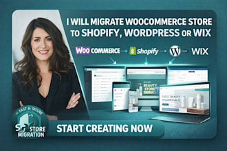 migrate woocommerce store to shopify wordpress wix and design website banner