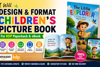 design and format a childrens picture book for kdp, paperback and ebook