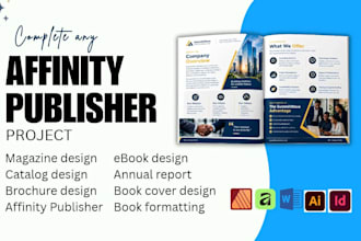 design affinity publisher book formatting, company profile, magazine, catalog