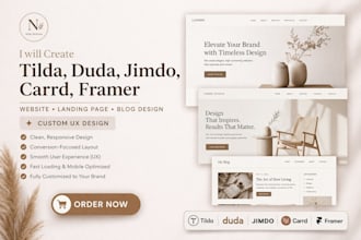 create tilda duda jimdo carrd framer website landing page blog design cuxtom ux