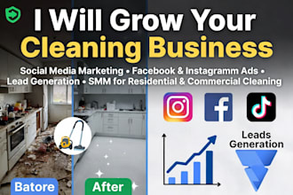grow your cleaning business with instagram facebook marketing, ads sales funnel