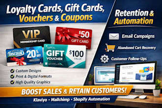 design loyalty card gift card voucher coupon and customer retention automation