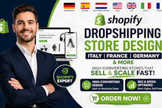 build italy france germany shopify dropshipping store design shopify expert