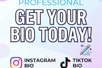 write professional instagram and tiktok bio