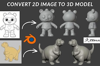 convert 2d image to 3d model toy figurine from picture to stl for 3d printing
