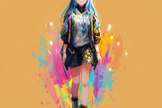 paint  unique anime art, character illustration, fanart