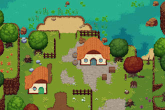 create top down pixel art, 2d platformer, tileset, environment, indie game asset