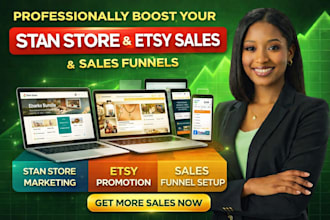 do stan store marketing, etsy stan store, sales funnel and stan store promotion
