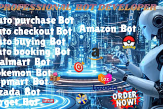 build  auto purchase bot, popmart, auto chekout bot, walmart shopify bot