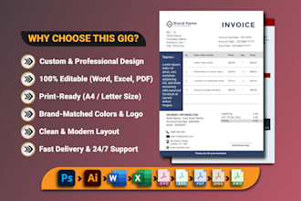 design custom invoice, receipt, letterhead, and fillable pdf form