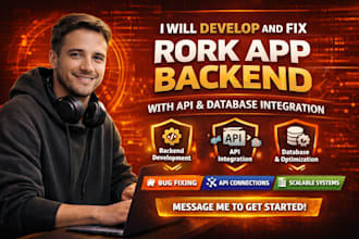 develop and fix rork app backend with API and database integration
