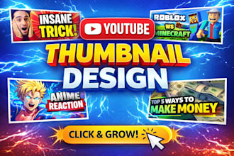 design clickbait youtube thumbnail gaming social media banner cover cartoon post