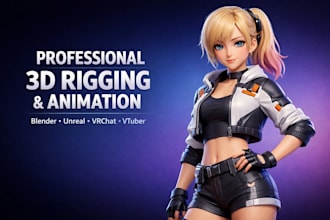 rig 3d model and 3d character animation for blender, unreal vrchat and vtuber