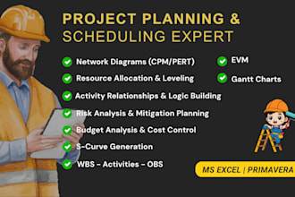 prepare schedule, gantt chart, wbs on primavera p6,microsoft project