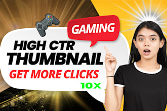 design scroll stopping gaming thumbnails for youtube with ultra high CTR