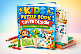 create sudoku puzzle maze crossword and kids worksheet activity book cover