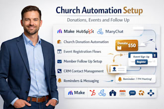 create make hubspot manychat automation for church donations and events website