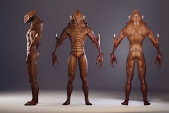 remodel 3d humanoid character,animaze,sci fi creature,game asset,ue5 vr avatar