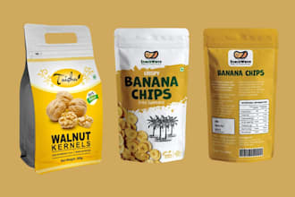 do stunning food packaging, snack standup pouch, doypack,mylar bag, box design