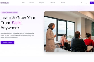 design lms ui ux website mockup on figma, e learning and course  figma website