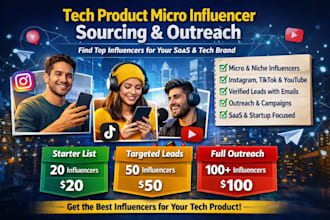 do tech product micro influencer sourcing, research, outreach for saas startups