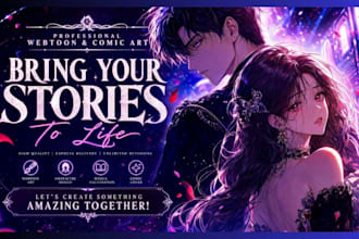 design professional webtoon manga cover art, light novel manhwa illustration